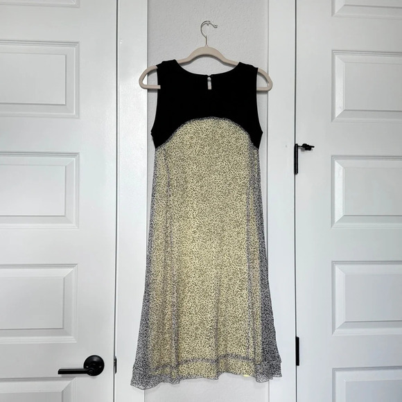 Rosanna&Co Made in Italy Silk Sleeveless Animal Print Midi Dress Black Yellow L - Picture 9 of 9